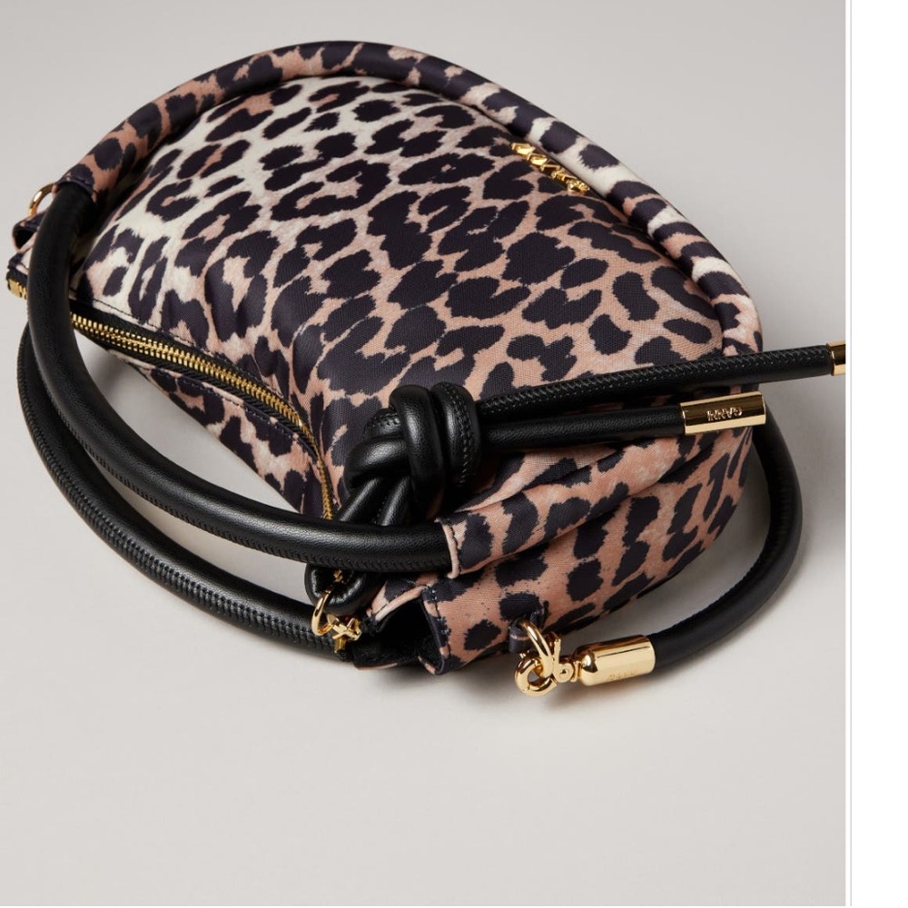 Ganni Leopard Print Mini Bag with Black Leather Straps and Gold Hardware - Picture 3 of 3